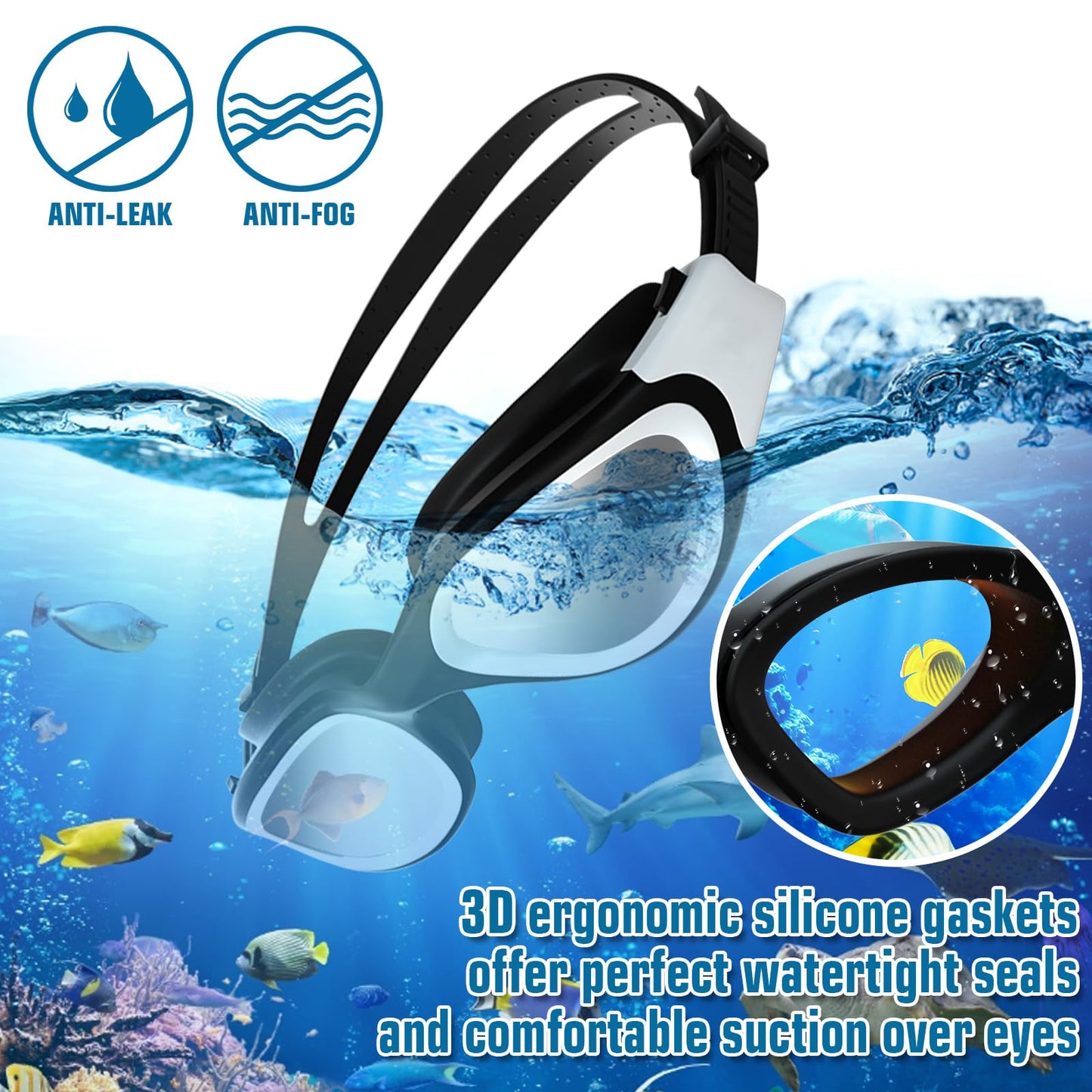 Winline Polarized/Non-polarized Swimming Goggles for Adults Teens, Anti-fog UV Protection Waterproof Clear Vision easy to adjust with soft nose bridges for Men Women