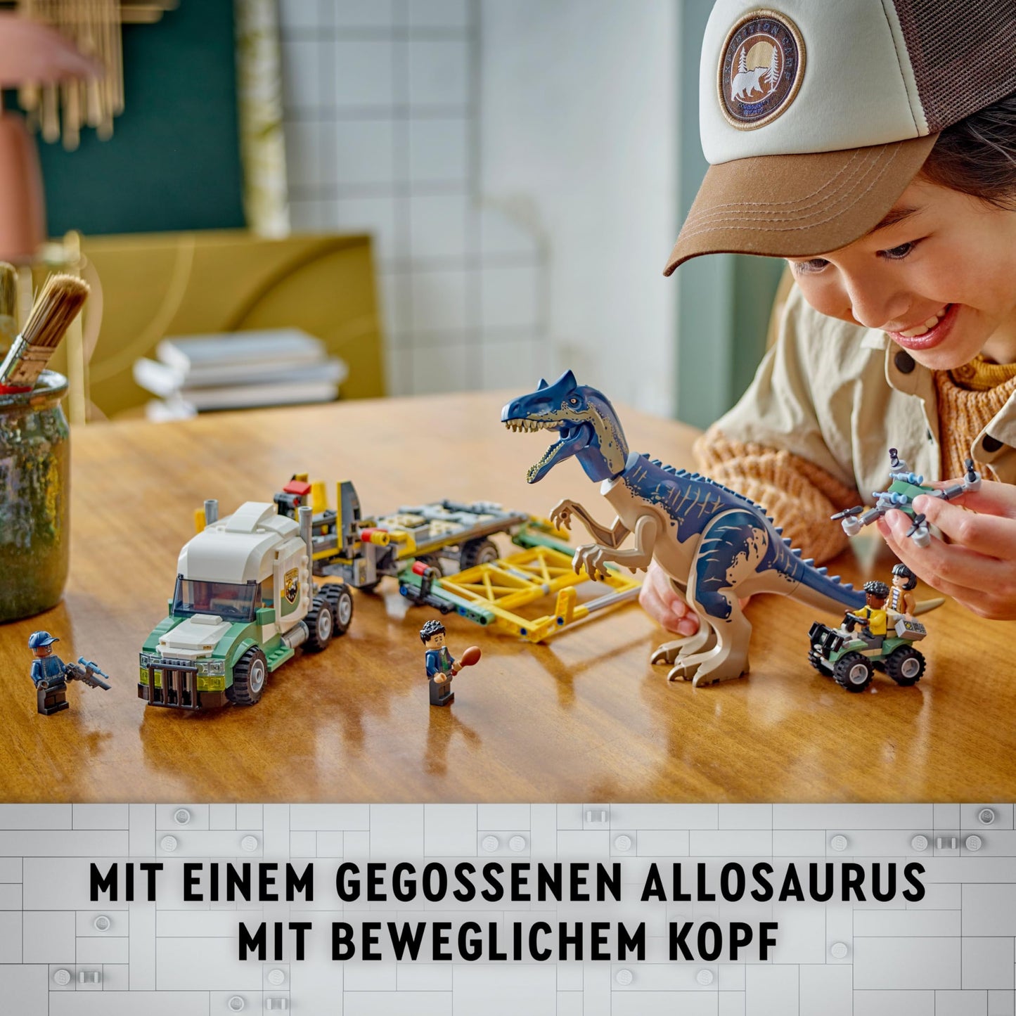 LEGO Jurassic World Dinosaur Missions: Allosaurus Transporter, Dino Playset, Gift idea for kids featuring Minifigures Kenji, Darius, and Yaz. For boys and girls aged 8+. 76966