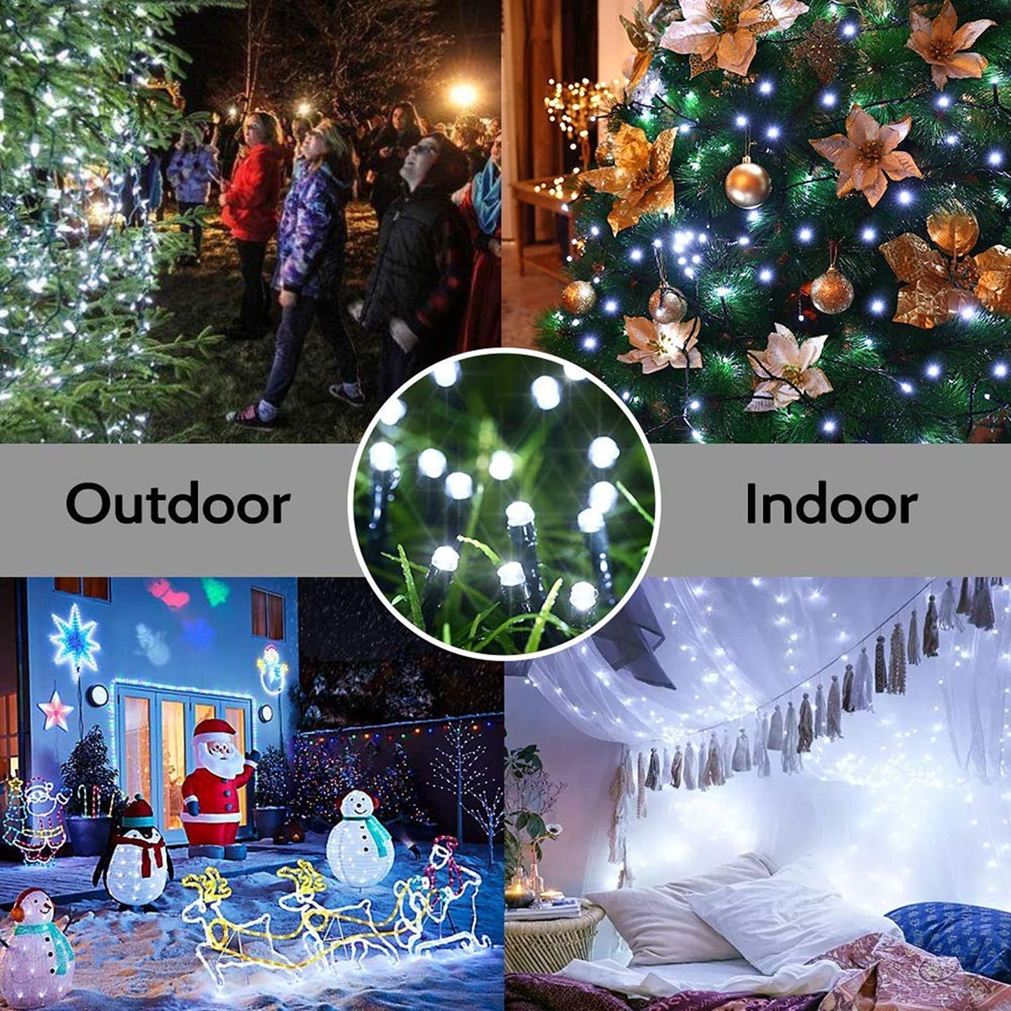 BrizLabs Christmas String Lights Outdoor, 20M 200 LED Outdoor String Lights Electric Christmas Lights Indoor with 8 Modes Waterproof for Room Tree Party Garden Balcony Wedding Celebration Decoration, Cool White