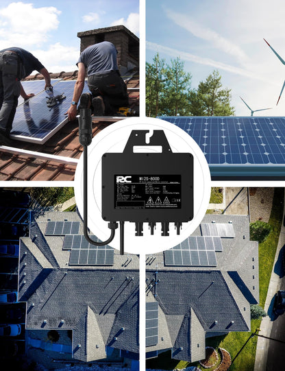 RC Micro Inverter 800W, 26-60V DC input, solar inverter MPPT micro grid-tie converter with WiFi monitoring for mobile phones, black, 0% VAT.