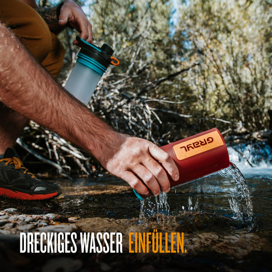 GRAYL GeoPress 710ml (24 oz) drinking water filter bottle - water filter for outdoor hiking, camping, survival, and travel