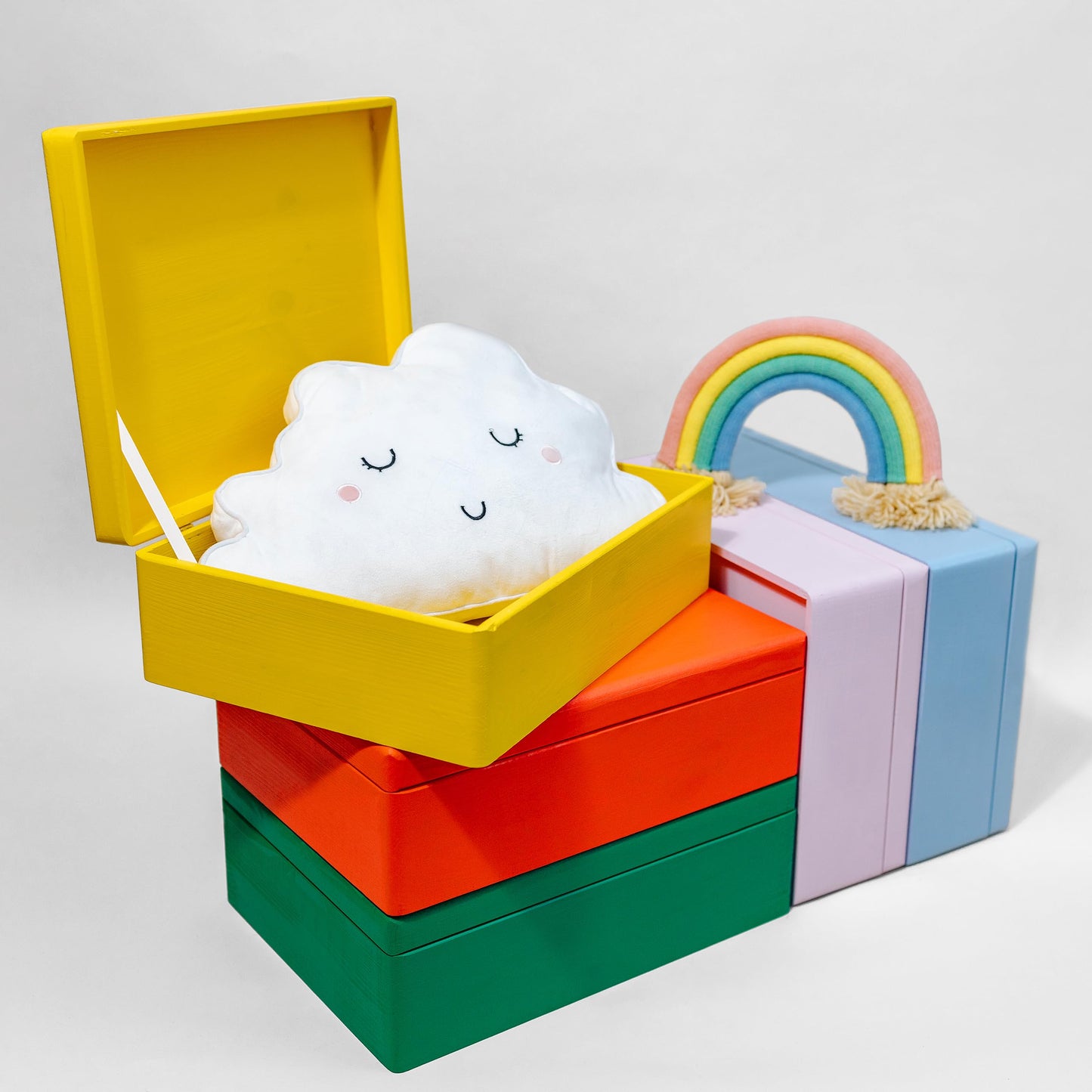 Creative Deco XL Pink Large Wooden Box with Lid | 40x30x14 cm (+/- 1cm) | Memory Box Baby Wood Box with Lid Painted Case | For documents, toys, Christmas | RAW & UNSANDED