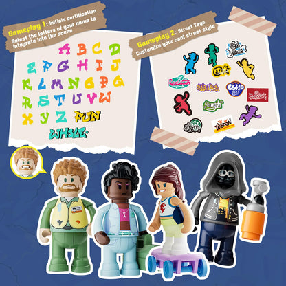 FUNWHOLE Graffiti Bus Stop Building Blocks Lighting Decoration, Modular Building Street Fusion City Town Bus Station, 516Pcs, Suitable for Adults and Street Style Enthusiasts, F9066.