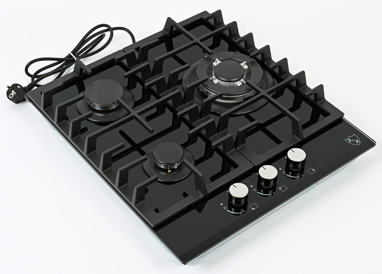 K&H Glass Gas Cooktop 45cm [3 ZONES] - Gas burners natural gas - Wok burner - Thermocouple flame failure safety device - 3Z-45 - Stand-alone - Gas-operated - Tempered safety glass - Auto shut-off