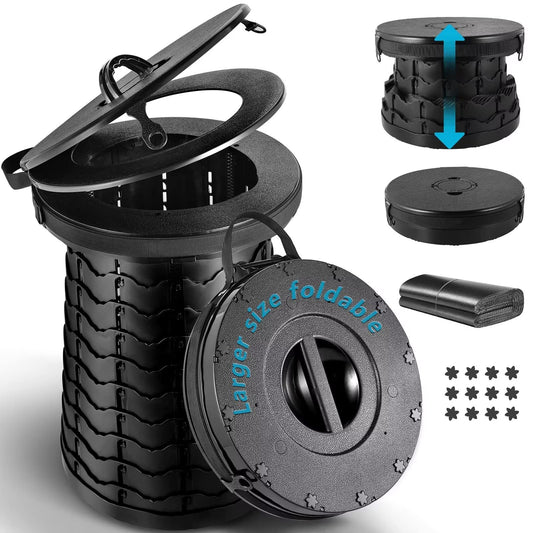 Tabeskly Camping Toilets, Outdoor Foldable Camping Toilet Separate Dry Toilet Portable Mobile Toilet Auto Folding Toilet, Plastic, Black.