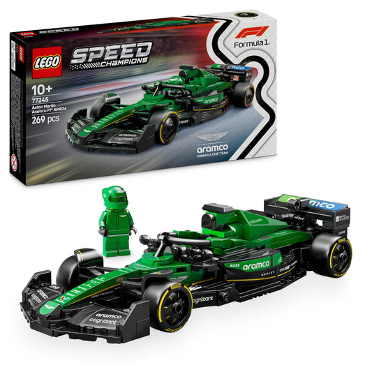 LEGO Speed Champions Aston Martin Aramco F1 AMR24 race car - toy with Formula 1 minifigure to collect - buildable model car for boys and girls aged 10 and up and adult motorsport fans 77245