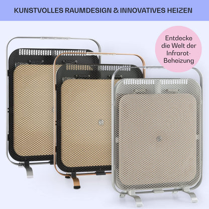 KLARSTEIN HeatPal - Electric heater, extra slim design, infrared heating, heating panel, 1300 W, up to 30 m², heat retention, marble plate - brushed aluminum