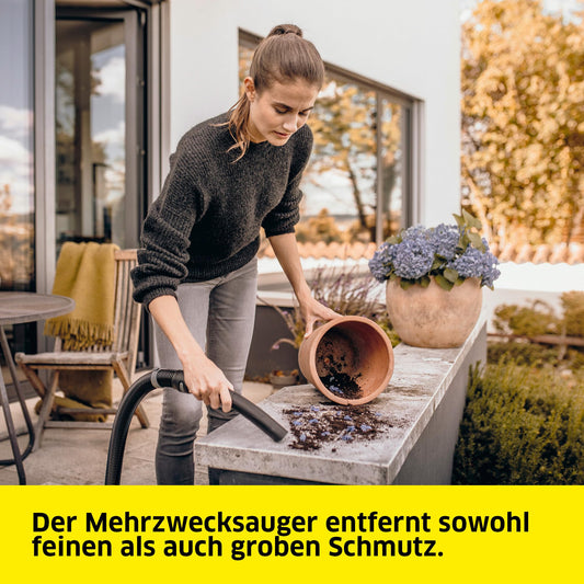 Kärcher wet/dry vacuum WD 3 P V-19/4/20, including cartridge filter, fleece filter bag, 1,000 W, plastic container: 19 l, suction hose: 2 m, integrated power outlet for power tools