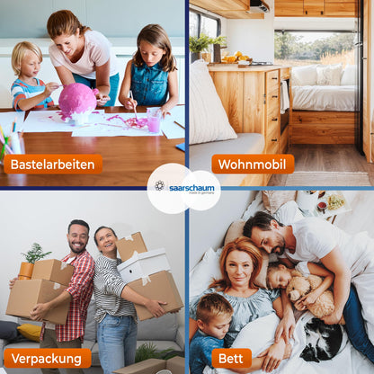 Saar foam • Foam strip mattress extension • Foam cut to size • Bed gap filler • Mattress leveling • Mattress connector • Upholstery • Density RG2440 10x15x200cm