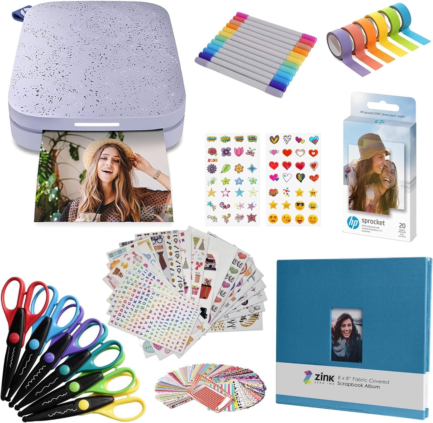 HP Sprocket Portable 2x3 Inch Instant Photo Printer (Purple) Collectible Album Kit