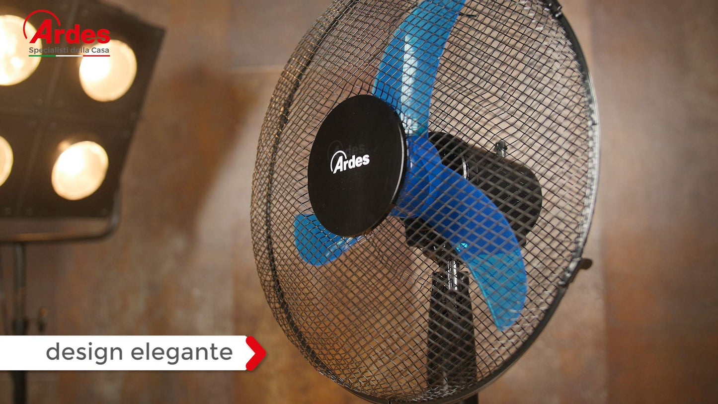 ARDES - Pedestal Fan, powerful, quiet, 3 blades, 40 cm, oscillating, with adjustable height and tilt, Ardes Pedestal Fan, 3 speed settings, model Penny AR5AM40P