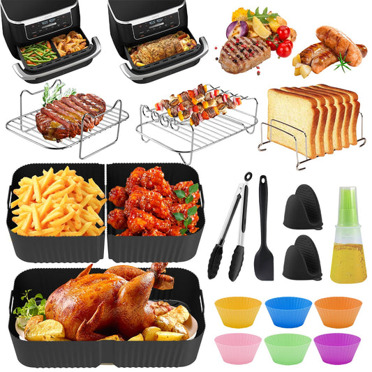 Hot air fryer accessories for Ninja Foodi Flexdrawer 10.4L air fryer AF500EU AF500EUCP, Airfryer accessories 2x5.2L silicone mold for Ninja air fryer, Ninja Flex Drawer accessories.