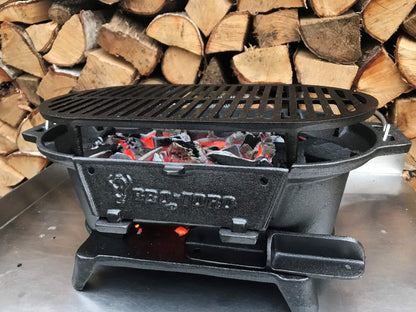 BBQ-Toro Cast Iron Grill Pot with Grill Grate | 50 x 25 x 23 cm | Hibachi Style Charcoal Camping Grill | Charcoal Camping Grill, Cast Iron Fire Pot, BBQ Grill, Dutch Oven Station, Camping Accessories
