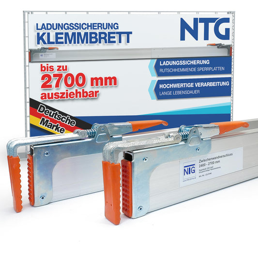 NTG aluminum partition closure | clamp board | for widths from 2400 to 2700mm | cargo and transport securing for cars, trucks, trailers and vans