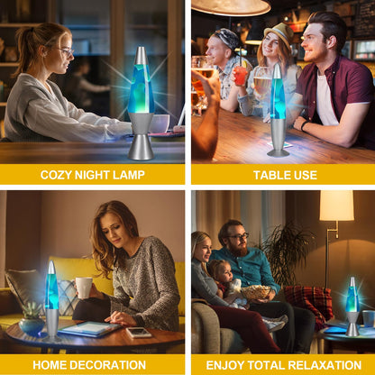 AONESY Lava Lamps for Adults Kids 34cm Lava Lamp Light Blue Liquid & White Wax Retro Astro Lamp for Home Decoration Beautiful Light Gift for Christmas Birthday Halloween
