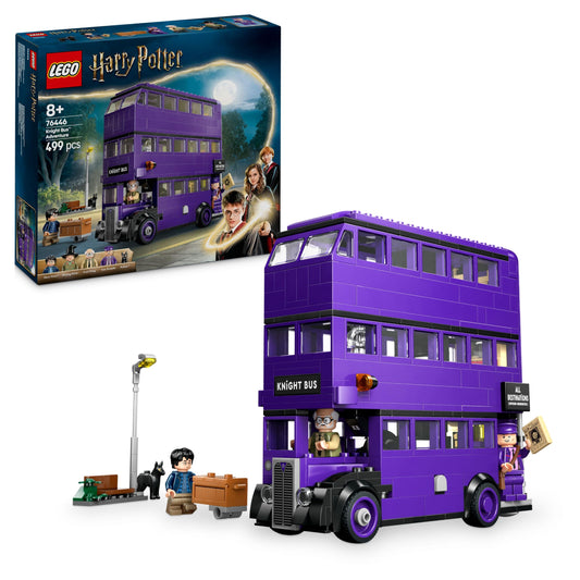 LEGO Harry Potter Knight Bus Adventure set includes 5 minifigures and accessories like wands. Perfect gift for kids 8+ years old.
