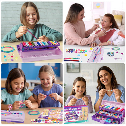 Friendship bracelet making kit for girls, arts and crafts for kids, DIY string bracelet maker craft, girls' toy, Easter gifts, birthday gifts for children ages (Purple US)