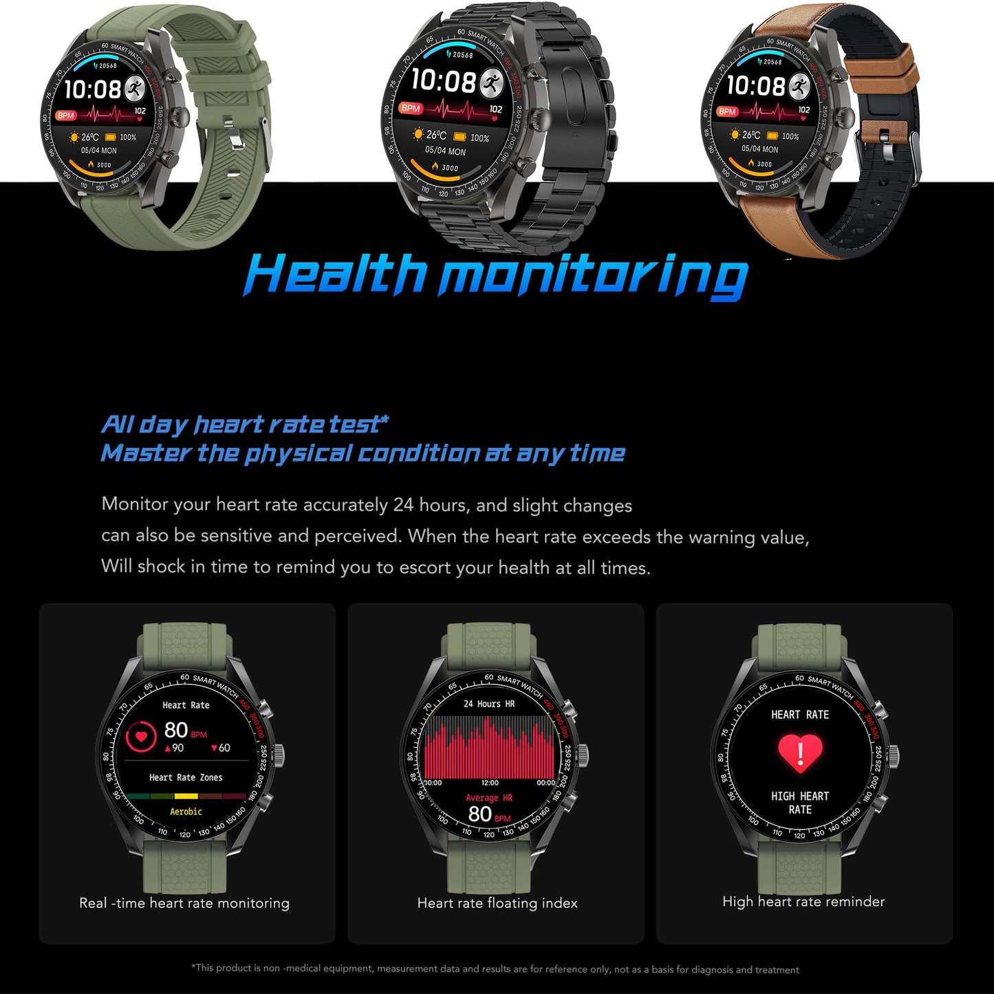 Men's smartwatch with phone function, 1.39" DIY HD full touchscreen watch fitness tracker 123 sports modes activity tracker IP68 wristwatch with sleep monitor pedometer for Android iOS (Black)