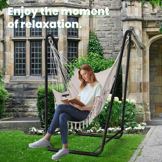Hanging chair with stand. Maximum load 160KG. Sturdy hanging swing with stand for indoor and outdoor use. Stable, hanging chair with stand for outdoor use.