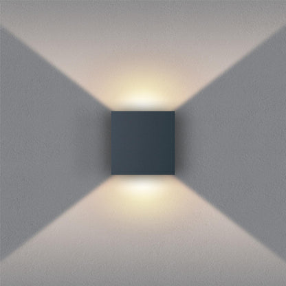 Metzler LED wall light in anthracite with up-down light IP 65 warm white, 9 W, 3000 K, rectangular outdoor lamp with adjustable light beam, suitable for indoor and outdoor use.