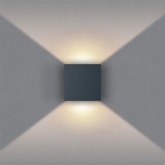 Metzler LED wall light in anthracite with up-down light IP 65 warm white, 9 W, 3000 K, rectangular outdoor lamp with adjustable light beam, suitable for indoor and outdoor use.