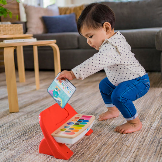 Baby Einstein 12577 Hape Cal's First Melodies Magic Touch Piano Musical Toy Piano made of wood with 3 music sheets, 6 melodies, from 6 months, multicolor, 1 piece (1 pack)