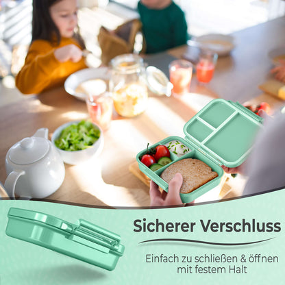 My Vesperbox - MINI BIA - Bento Box Kids - NEW MODEL - more compact and lightweight - Leak-proof & BPA Free - Lunchbox - Snackbox - for preschool and school (Turquoise)