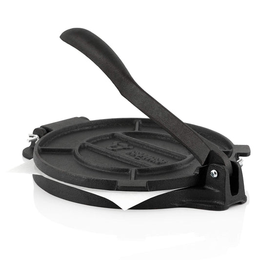 BBQ-Toro Cast Iron Tortilla Press Ø 25 cm | for homemade tortillas | Tortilla press, corn flour press, dough press | Pressure press for camping and at home | Cast press, mold press, baking press