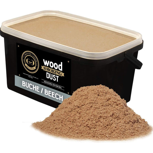 GRILLGOLD Wood Smoking Dust for smoking and cold smoking fish, meat, and vegetables. Also suitable for BBQ and grilling. 5.5 liter bucket with resealable lid filled with beech wood.
