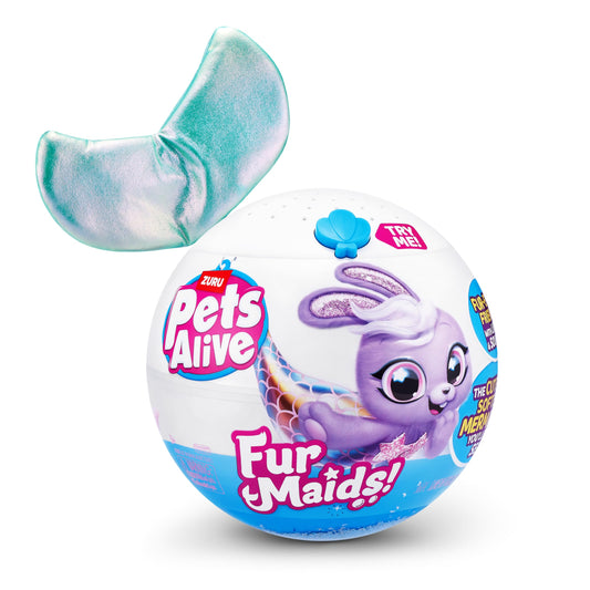Pets Alive Furmaids by ZURU Mermaid, plush, interactive, light and sound, girls toy (Green Puppy)