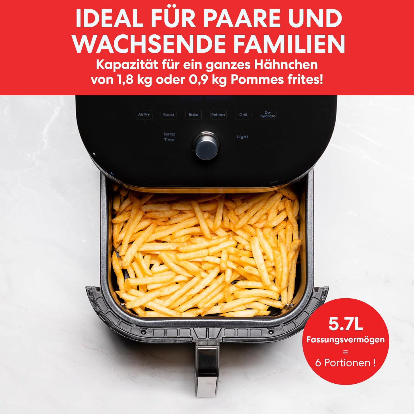 Instant Vortex Plus with ClearCook - 5.7L Digital Healthy Air Fryer, Stainless Steel, 6-in-1 Smart Programs - Fry, Bake, Roast, Grill, Dehydrate, Reheat, Large Capacity - 1700W