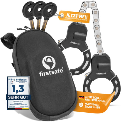 firstsafe® E scooter lock | handcuff lock for the E scooter | cut-resistant & with silicone | ideal scooter lock (56 cm with bag)
