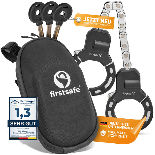 firstsafe® E scooter lock | handcuff lock for the E scooter | cut-resistant & with silicone | ideal scooter lock (56 cm with bag)