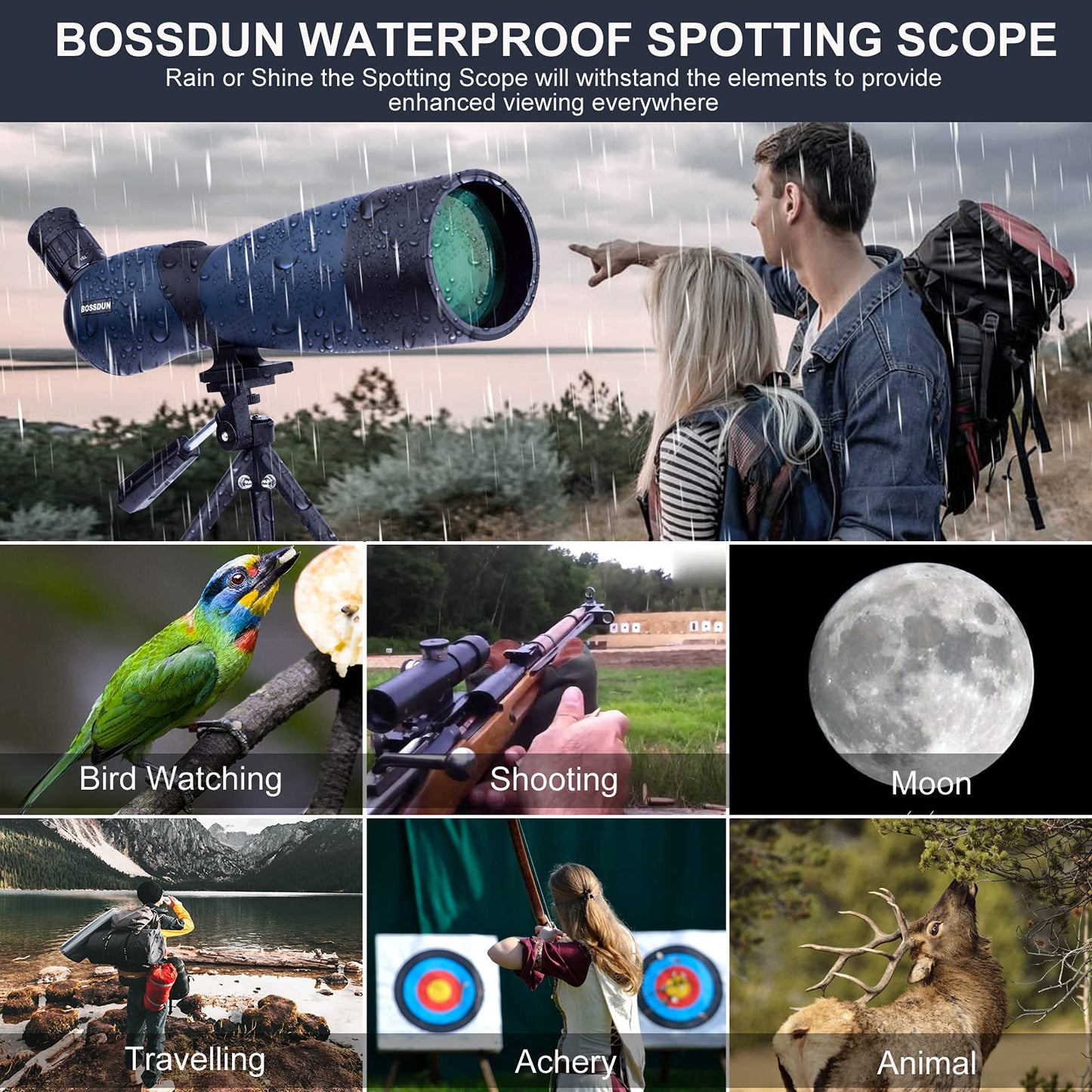 Target Shooting Spotting Scope - HD spotting scope with tripod carrying case & smartphone holder - BAK4 waterproof spotting scope for bird watching hunting wildlife scenery hunting wild animals stargazing (20-60x)