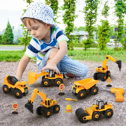 Dreamon Excavator Kids Toy, Construction Vehicles Kids with Electric Drill, Tractor, Sandbox Excavator Boys 3 4 5 6 7 Years