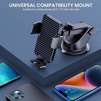 BIPOPIBO car phone holder, military-grade suction cup, universal phone stand for dashboard, windshield, car mounts for iPhone, Android smartphone