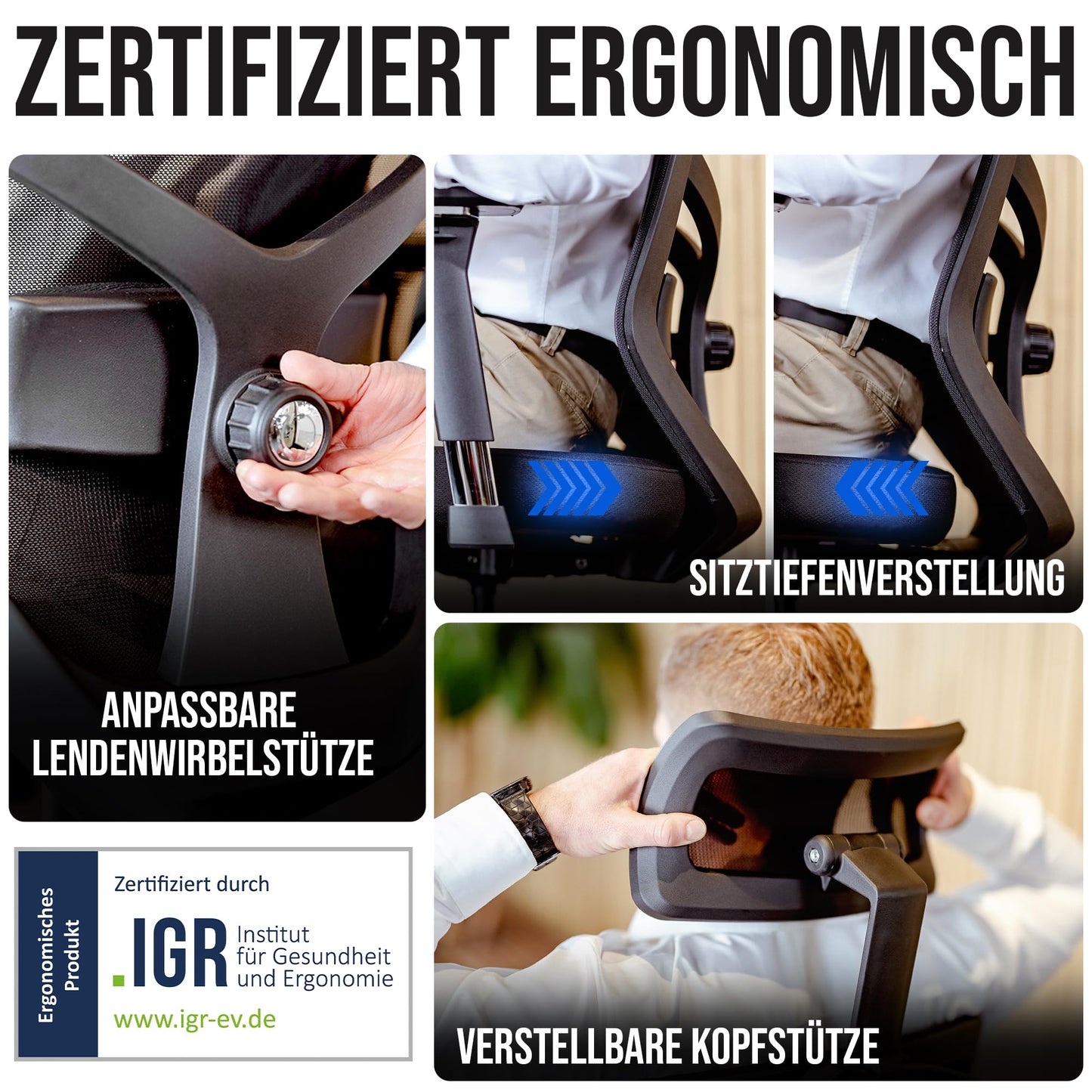 ELITESEATS Office Chair Ergonomic [TOP PICK] Scratch-Free Wheels Breathable | Ergonomic Desk Chair | Office Chair 150 kg Capacity | Computer Chair | Swivel Chair | Home Office Chair Ergonomic
