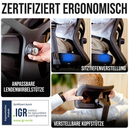 ELITESEATS Office Chair Ergonomic [TOP PICK] Scratch-Free Wheels Breathable | Ergonomic Desk Chair | Office Chair 150 kg Capacity | Computer Chair | Swivel Chair | Home Office Chair Ergonomic