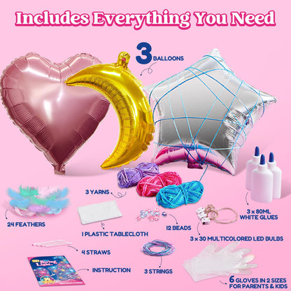 Clever Kits 3D string art set for kids, arts and crafts for kids ages 8-12, DIY lantern craft kit for boys and girls, with 30 colorful LED bulbs, birthday gifts