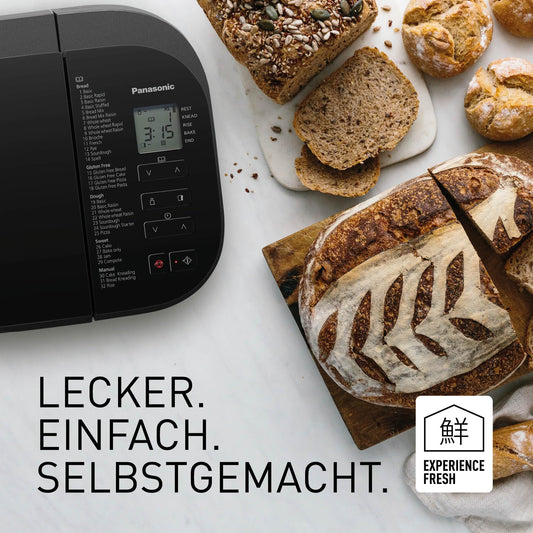 Panasonic SD-YR2540 Premium Gray Fully Automatic Bread Maker, horizontal design and yeast dispenser, 32 automatic programs, two temperature sensors, 13-hour time delay, Gray