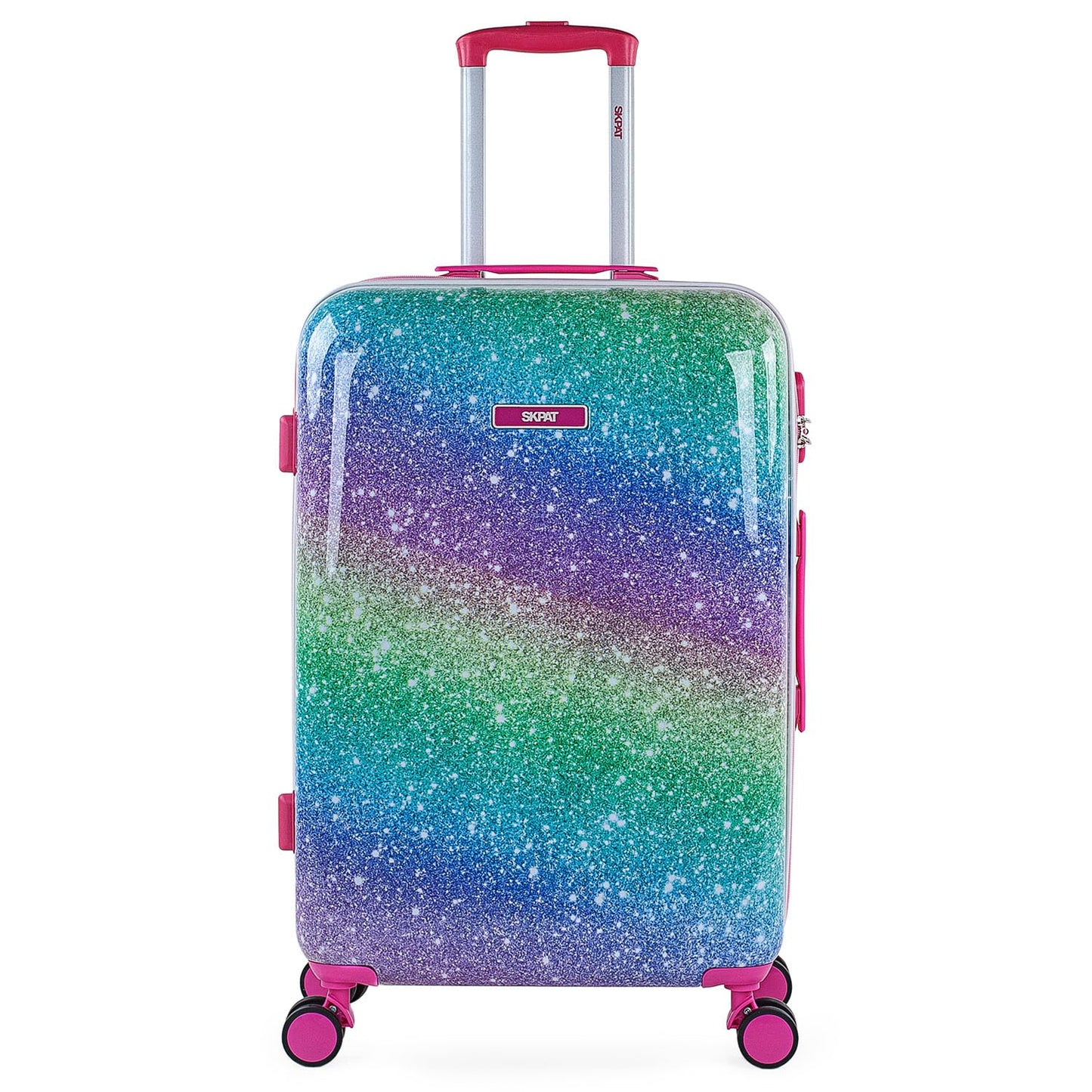 SKPAT - Hard shell suitcase made of polycarbonate for children - Children's suitcase for girls - Children's suitcase with integrated combination lock - 4-wheel children's travel suitcase - Durable children's trolley, fuchsia