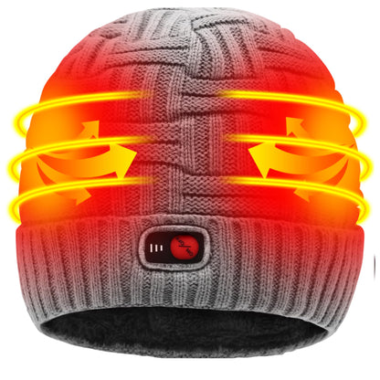Svpro Heated Knit Hat, Rechargeable Heated Beanie Washable Electric Warm Winter Hat Men Women Thermal Thick Fleece Skull Cap for Skiing Cycling Hunting