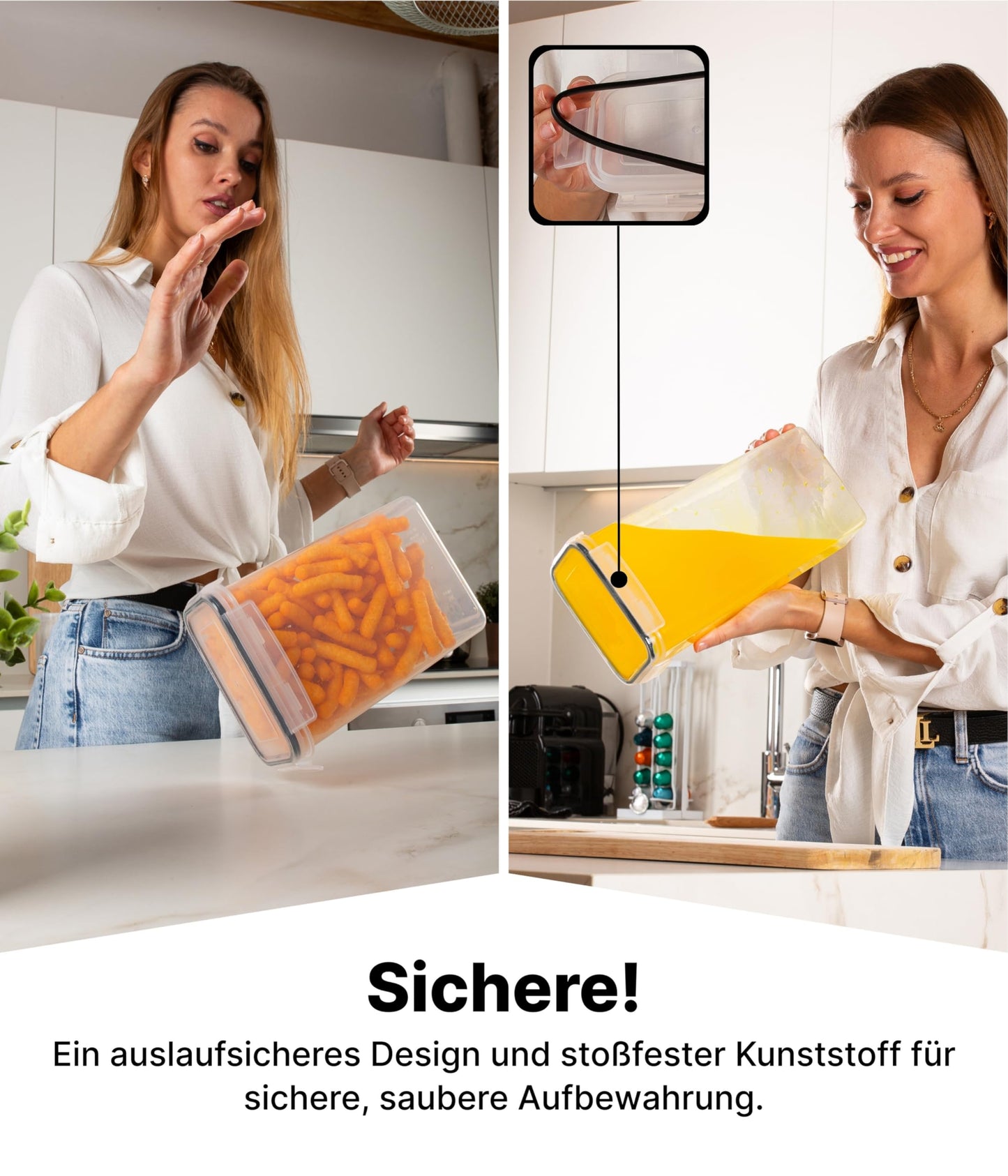 Deco haus® airtight storage containers with lids 16-piece set - For pasta, cereal, flour - Storage box with lid - Kitchen storage containers - Kitchen storage & organization