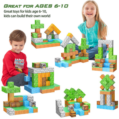 JauniQ Magnetic Building Blocks, STEM Montessori Sensory Toy, Gifts for Boys Girls 3+, Fidget Building Toy