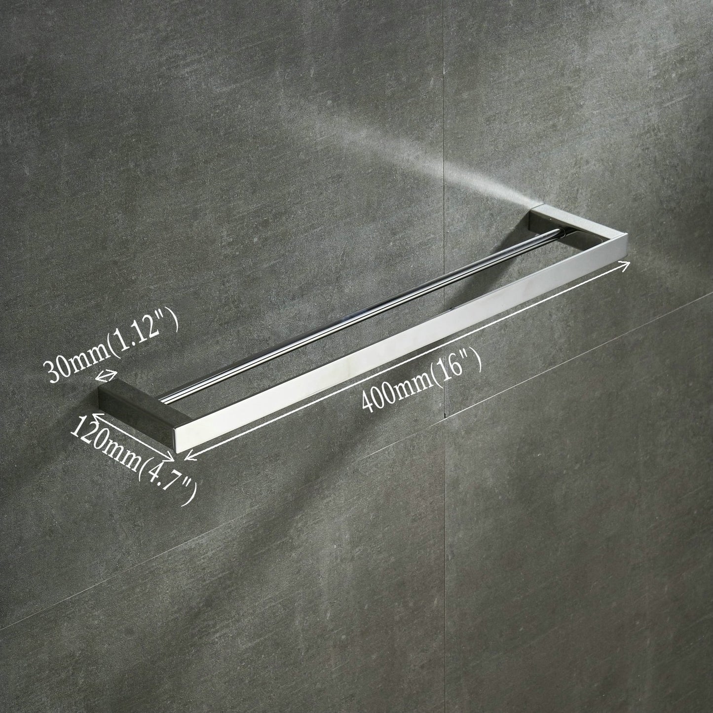 Bathroom toilet double 40cm towel bar wall mounted, stainless steel - polished stainless steel, BA8502C-40
