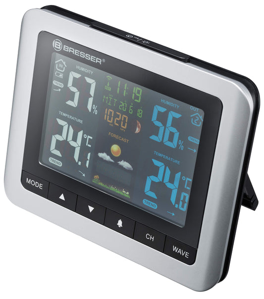 Bresser 7007510 Weather Station with Outdoor Sensor MeteoTemp WTM with Indoor and Outdoor Thermometer, Hygrometer, Air Pressure, Moon Phases, and Weather Forecast, Gray