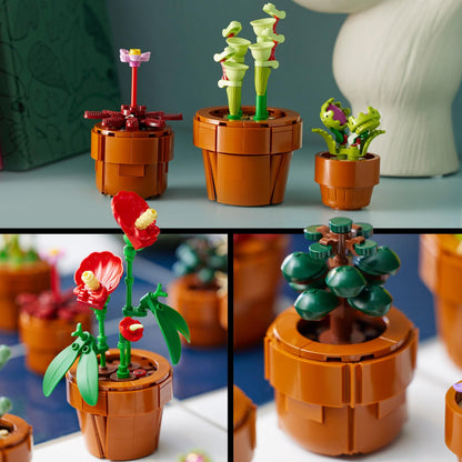 LEGO 10329 Icons Mini Plants, 9 artificial flowers for building, Botanical Collection set for adults with buildable terracotta pot, home decor, gift for women and men.