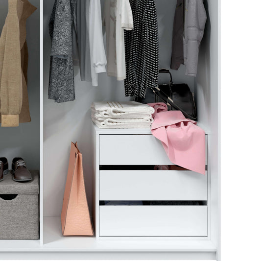 Habitdesign chest of drawers with THREE drawers in matte white, dimensions: 60 cm (width) x 57 cm (height) x 44 cm (depth).