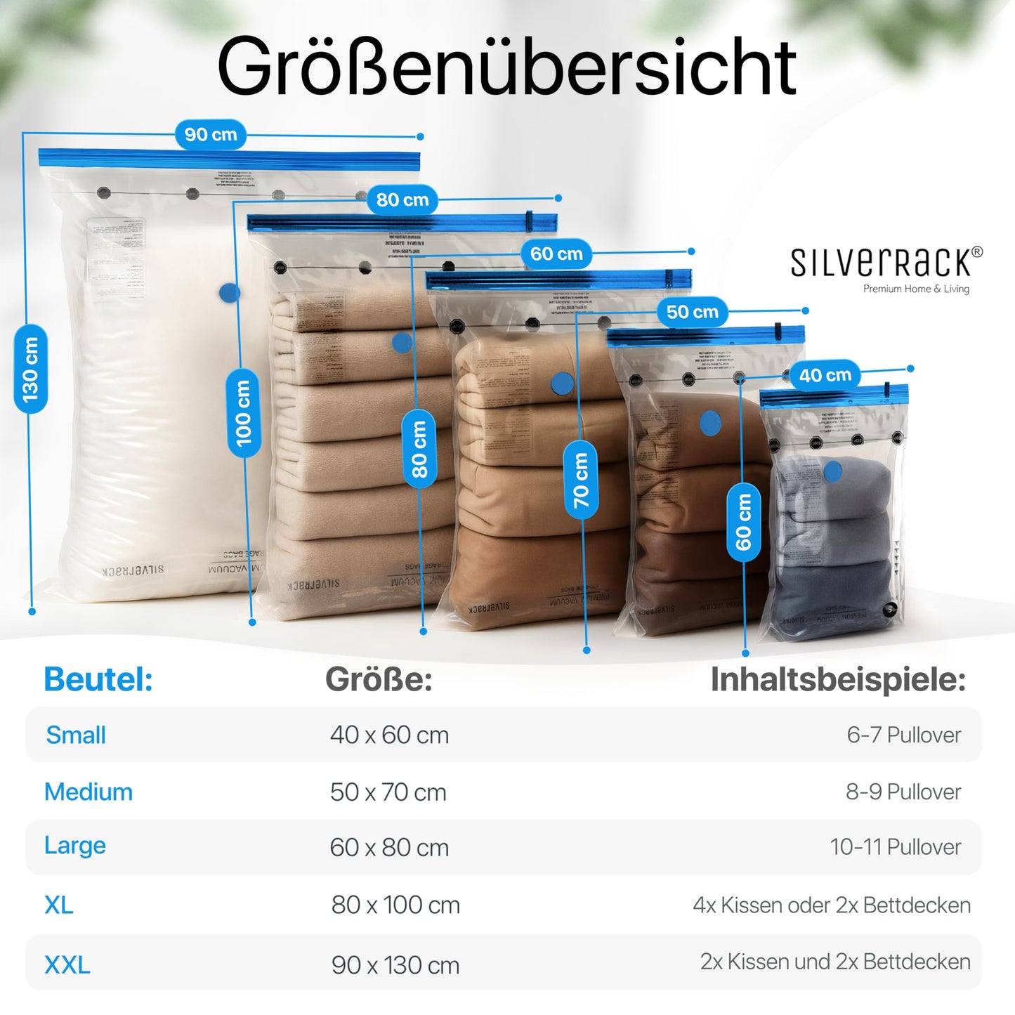 SilverRack vacuum bags for comforters [6 pack] in (90x130 cm) - pillow vacuum bags - storage vacuum bags for clothes - vacuum bag vacuum cleaner