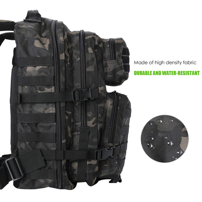 ProCase 40L Military Tactical Backpack, Large Capacity 3-Day Army Assault Pack Bag Go Bag Backpack for Hiking, Hunting, Trekking, Camping, and other Outdoor Activities - Camo Black